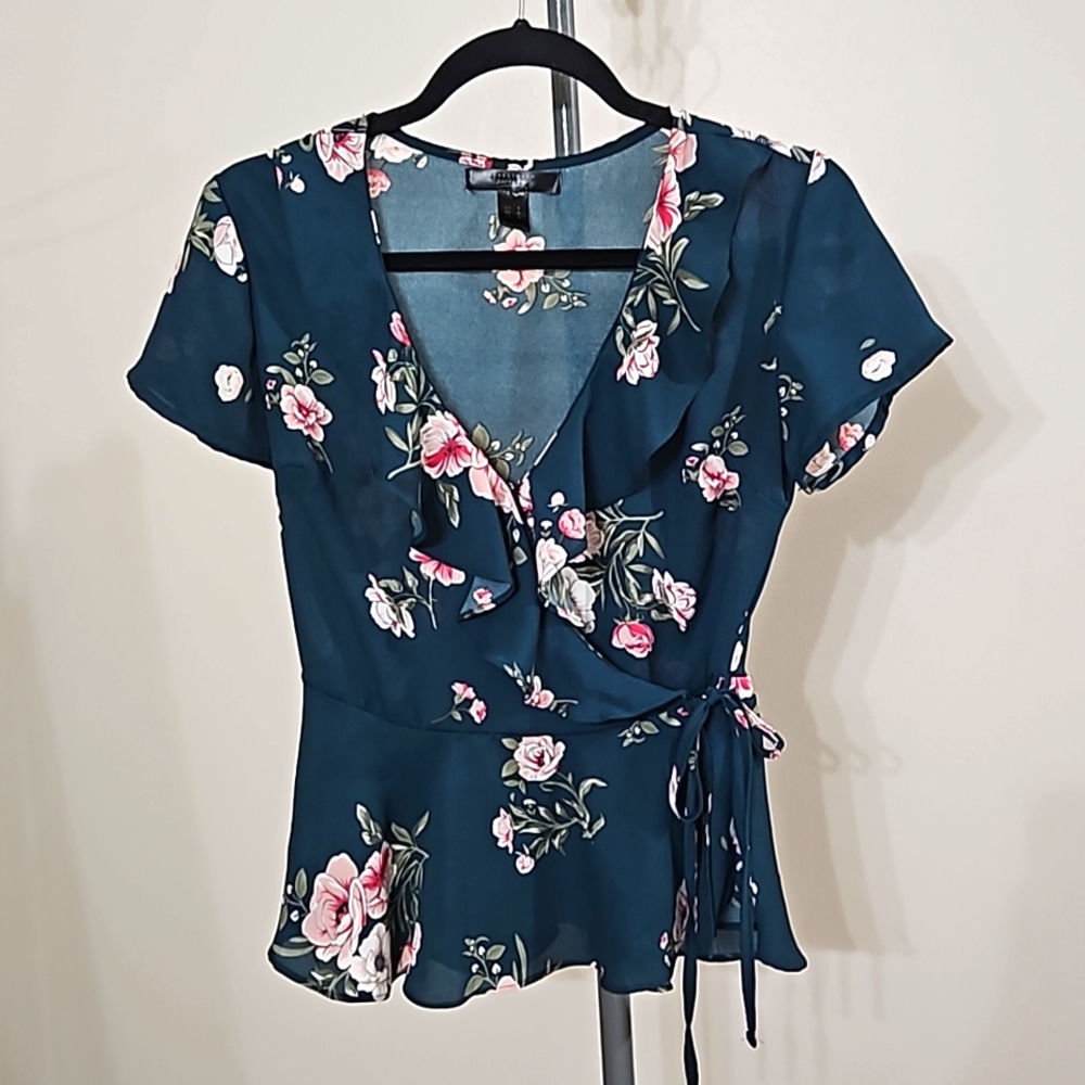 5 for $15!! Streetwear Society Sz Small Green Floral Sheer Top Blouse